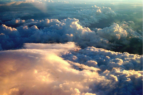 Sunset viewed from above the clouds